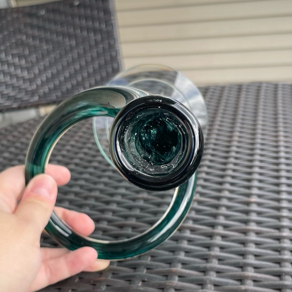 Handblown Glass Spiral Curved Candle Holder - Picture 7 of 16